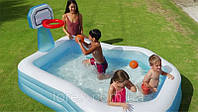 Овальний надувний басейн для дітей і дорослих басейн Intex дитячий ігровий центр із баскетбольним кільцем