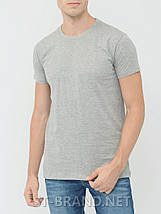M,L,XL,2XL,3XL. Чоловіча однотонна футболка - світло-сіра меланж, фото 2