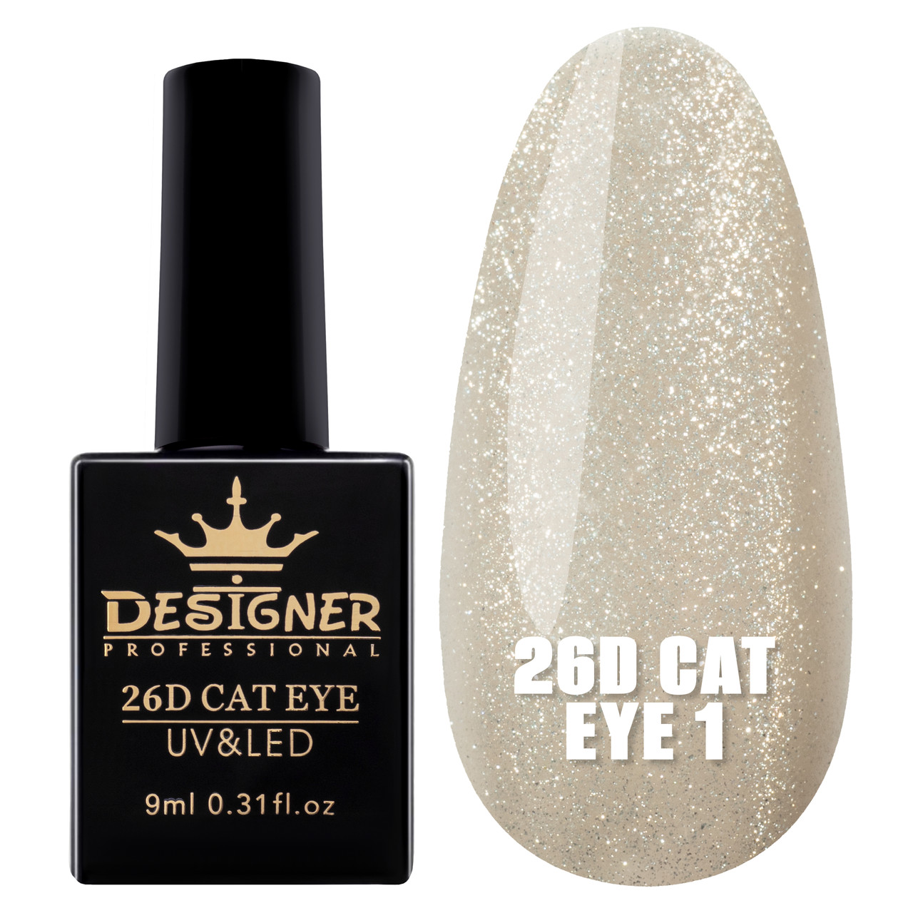Гель-лак Designer 26D Cat Eye "Кішне око" 9 мл. 12 кольорів