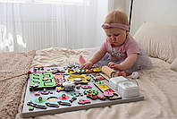 Бізіборд Розвивальної дошки для дітей 40х50 Розвивальна дошка дівчинці від 6 місяців для розвитку дрібної моторики, фото 4