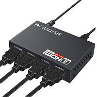 Активный HDMI разветвитель Splitter 1 to 4 Black (1 вход - 4 выхода) SBB