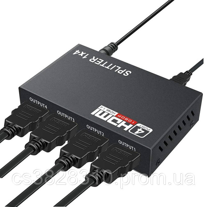 Активный HDMI разветвитель Splitter 1 to 4 Black (1 вход - 4 выхода) SBB - фото 1 - id-p1882394280