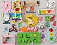 Бізіборд Розвивальної дошки для дітей 40х50 Розвивальна дошка дівчинці від 6 місяців для розвитку дрібної моторики, фото 2