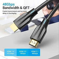 Hdmi кабель для телевизора 2.1 Vention, 8K 60Hz 7680P 48Gbps 1M Black (AANBF) SBB