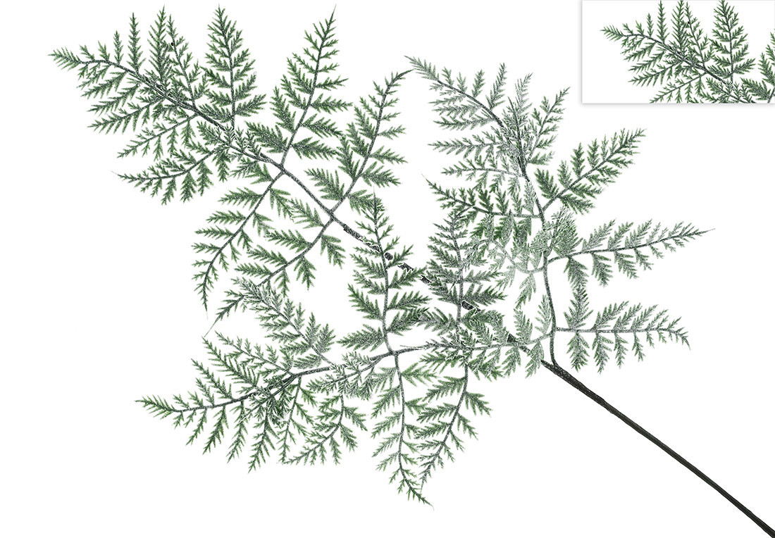 Декоративна гілка Папороті 76см, колір - зелений зі сріблом гліттер - 12 шт УПАКОВКА ТОВАР ВІД ВИРОБНИКА