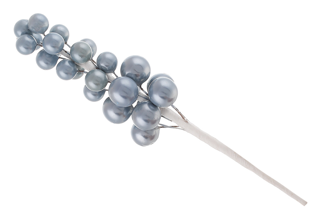 Декоративна гілка Виноград 19см, колір - блакитний перламутр - 12 шт УПАКОВКА ТОВАР ВІД ВИРОБНИКА