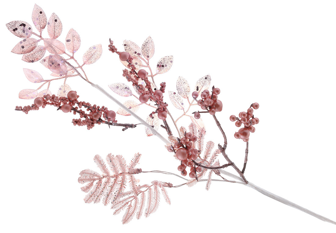 Декоративна гілка з ягодами та листям, 57см, колір - рожевий - 12 шт УПАКОВКА ТОВАР ВІД ВИРОБНИКА