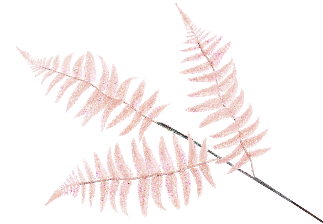 Декоративна гілка Папороть на 3 листи 81см, колір - рожевий персик - 12 шт УПАКОВКА ТОВАР ВІД ВИРОБНИКА
