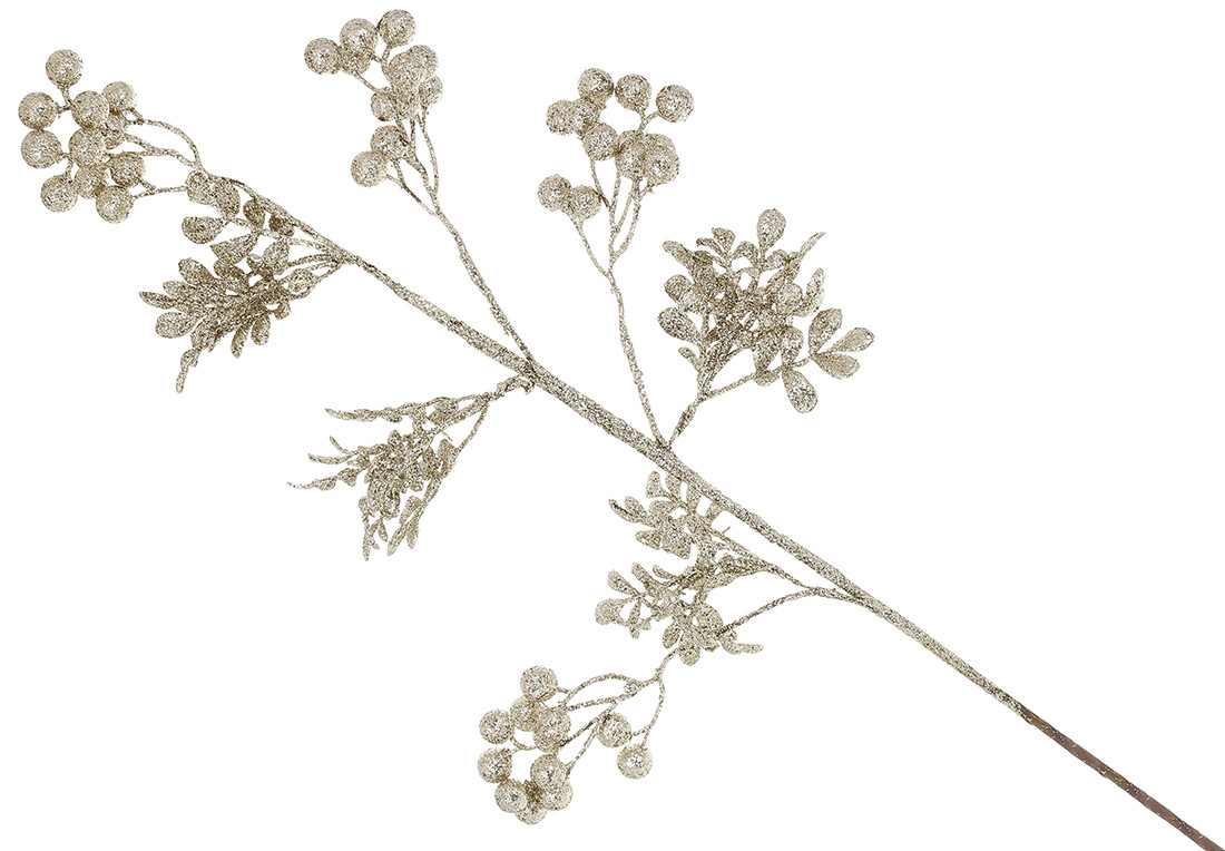 Декоративна гілка з ягодами 63см, колір - шампань - 12 шт УПАКОВКА ТОВАР ВІД ВИРОБНИКА