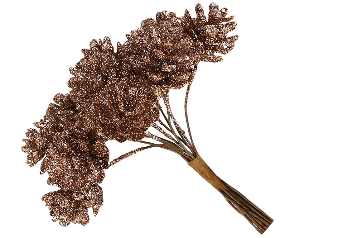 Декоративні міні-шишки 12шт в пучку, 12см, колір - коричневий мокко - 12 шт УПАКОВКА ТОВАР ВІД ВИРОБНИКА