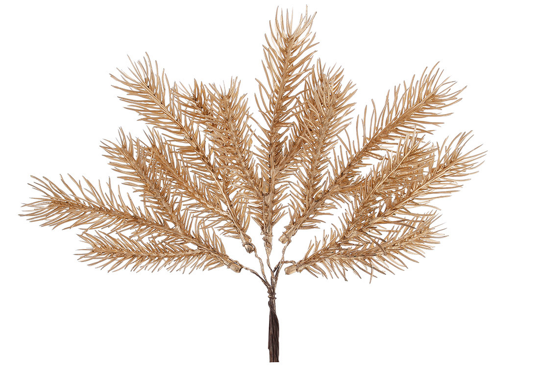 Пучок хвої матового золота 19см - 12 шт УПАКОВКА ТОВАР ВІД ВИРОБНИКА