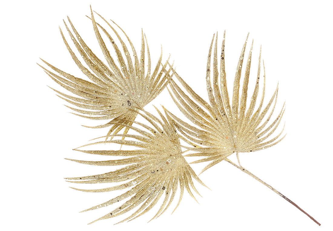 Декоративна пальмова гілка, 70см, колір - золото - 12 шт УПАКОВКА ТОВАР ВІД ВИРОБНИКА