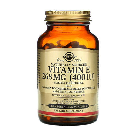 Solgar Vitamin E 268 mg (400 IU) (100 veg softgels), фото 1