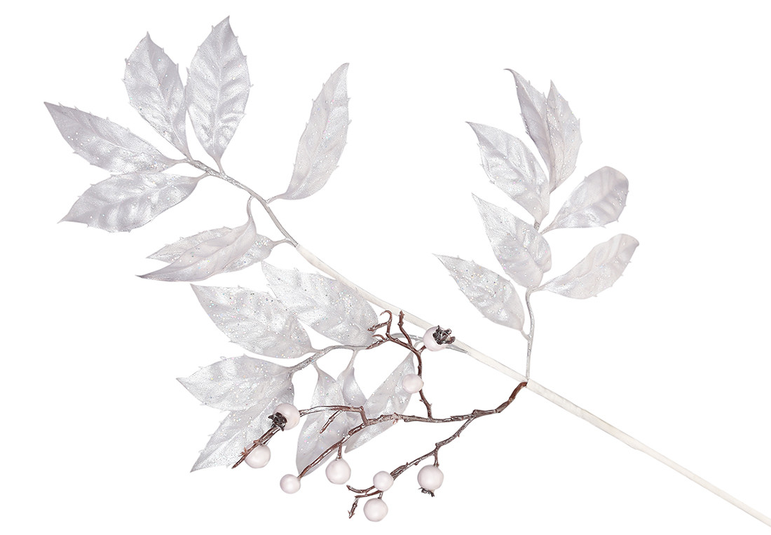 Декоративна гілка листя з ягодами 57см, колір - холодний бежевий - 12 шт УПАКОВКА ТОВАР ВІД ВИРОБНИКА