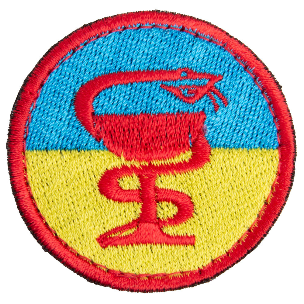 Шеврон на липучці медичний 5х5 см жовто блакитний вишитий патч нашивка медика