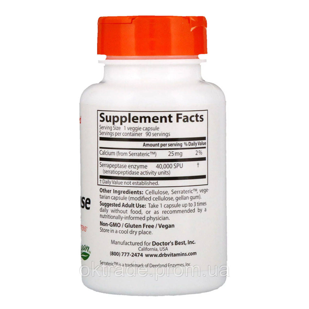 Купить Серрапептаза Serrapeptase Doctors Best 40,000 SPU 90 капсул OD ...