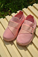 Кроссовки детские для девочки розового цвета текстильные 28"