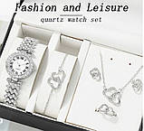 Подарунковий набір для жінок 6 в 1: розкішний годинник "Montre Femme", браслет, сережки, кільце, кулон із ланцюжком, фото 7