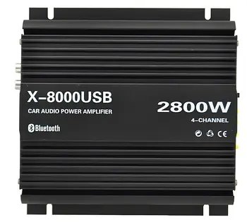 Автомобільний 4-канальний підсилювач звуку X-8000USB Bluetooth 2800W Black