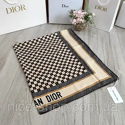 Хустка D.i.o.r шовкова з ручною підшивкою, фото 4