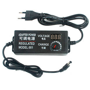 Блок живлення регульований 3-24В 2А, 5.5x2.5мм c вольтметром