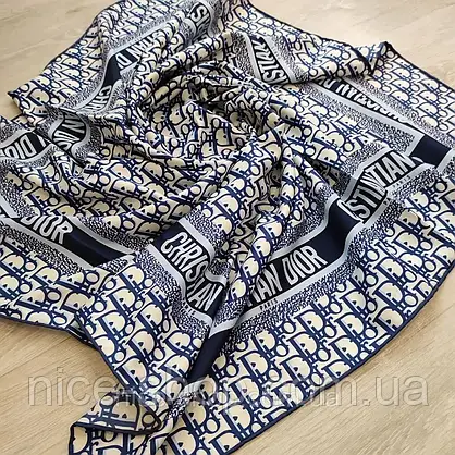 Хустка D.i.o.r шовкова з ручною підшивкою, фото 6