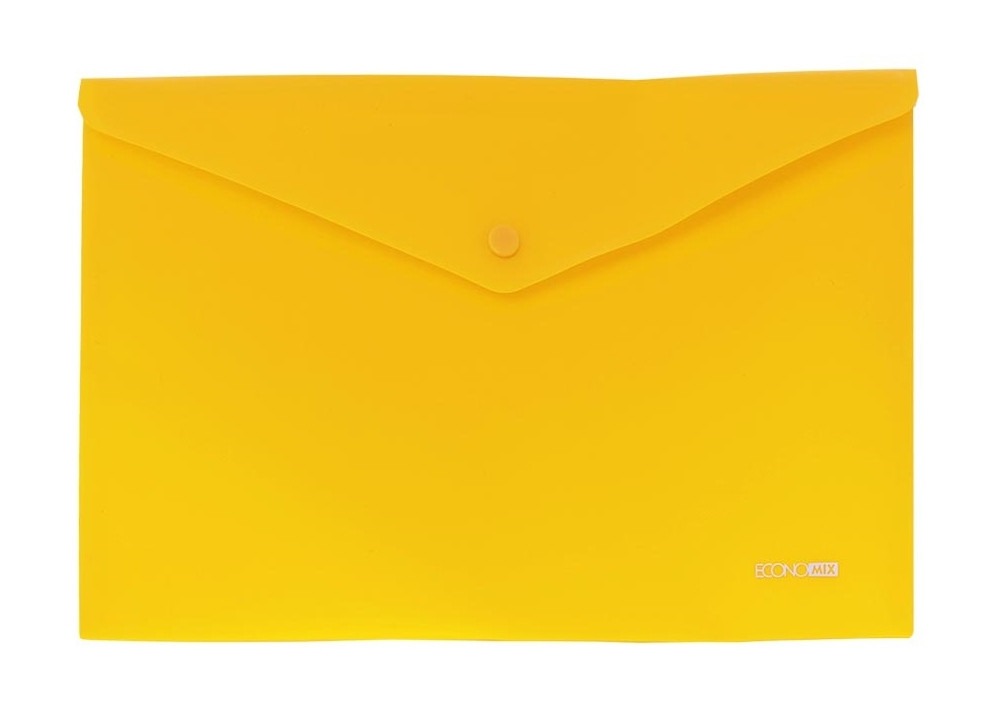 Папка-конверт на кнопці А4 непрозора фактура апельсин жовта Economix E31305-55, фото 1