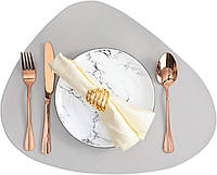 Набор из 6 столовых салфеток с эффектом PU-кожи 44 x 36 см, для дома, кухни, ресторана (серый, 6 штук)
