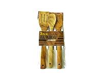 Набор кухонных принадлежностей бамбуковый для кухни 3 шт ложка для гарнира, 2 лопатки L 28 cm