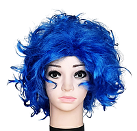 Парик кудрявый синий, короткий карнавальный парик