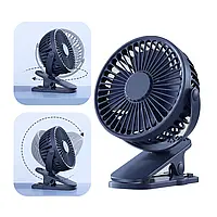 Мінівентилятор USB Mini Fan Чорний, акумуляторний мінівентилятор на прищіпки 360 градусів