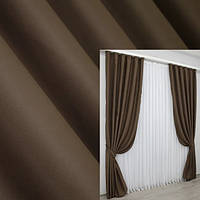 Готовий комплект штор в вітальню чи спальню (2шт. 1,5х2,7м.) із тканини блекаут "Bagema Rvs". Колір шоколадний