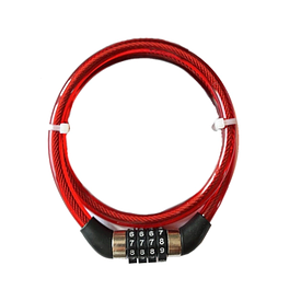 Кодовий велозамок Kihuu 001 (10х800 мм) на 4 цифри (Червоний)