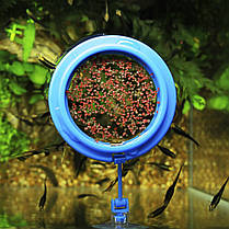 Годівниця з рівнем на присоску, Aqua Nova, кругла, синя. Плавальна годівниця для рибок в акваріум, фото 3