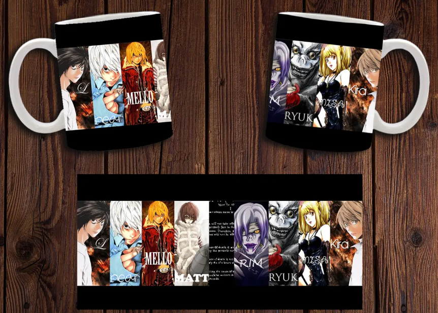 Чашка біла керамічна "Тетрадь смерті" Death Note ABC