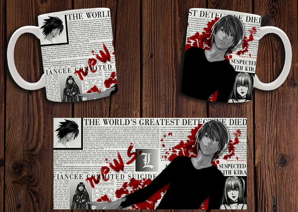 Чашка біла керамічна "Тетрадь смерті" Death Note ABC, фото 1