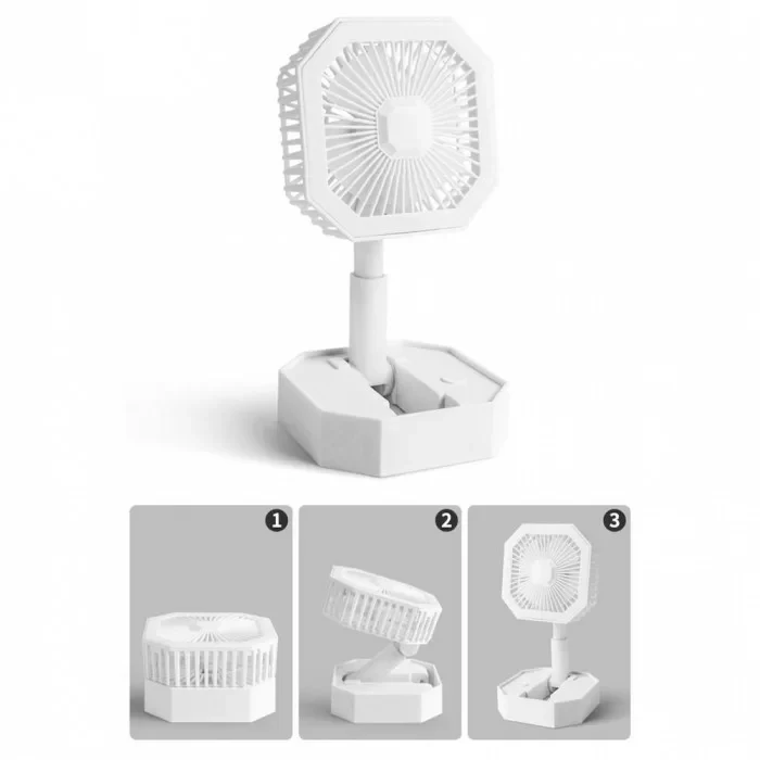 Мінівентилятор настільний складаний JY-1129, акумуляторний мінівентилятор Білий