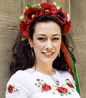 Обруч у два ряди квіти зі стрічками