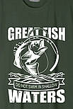 Чоловіча футболка хакі з принтом GREAT FISH WATERS, фото 2