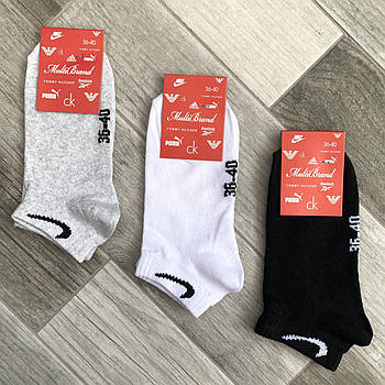 Шкарпетки жіночі демісезонні бавовна короткі Nike Multi Brand, розмір 36-40, асорті, 05112
