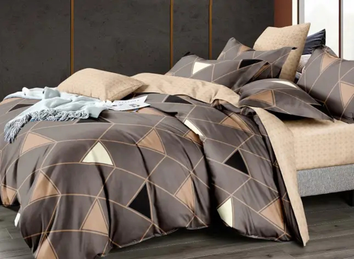 Євро комплект постільної білизни Ранфорс бавовна 200х220 (21122) Двоколірна постільна білизна, фото 1