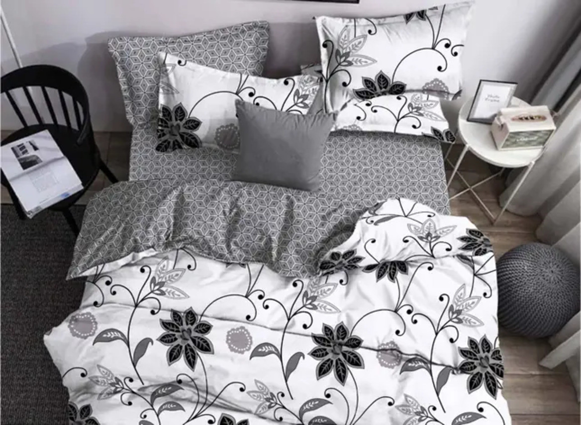 Постільний комплект двоспальний 180х220 Ранфорс бавовна (21115) Молодіжна постільна білизна двоколірна, фото 1