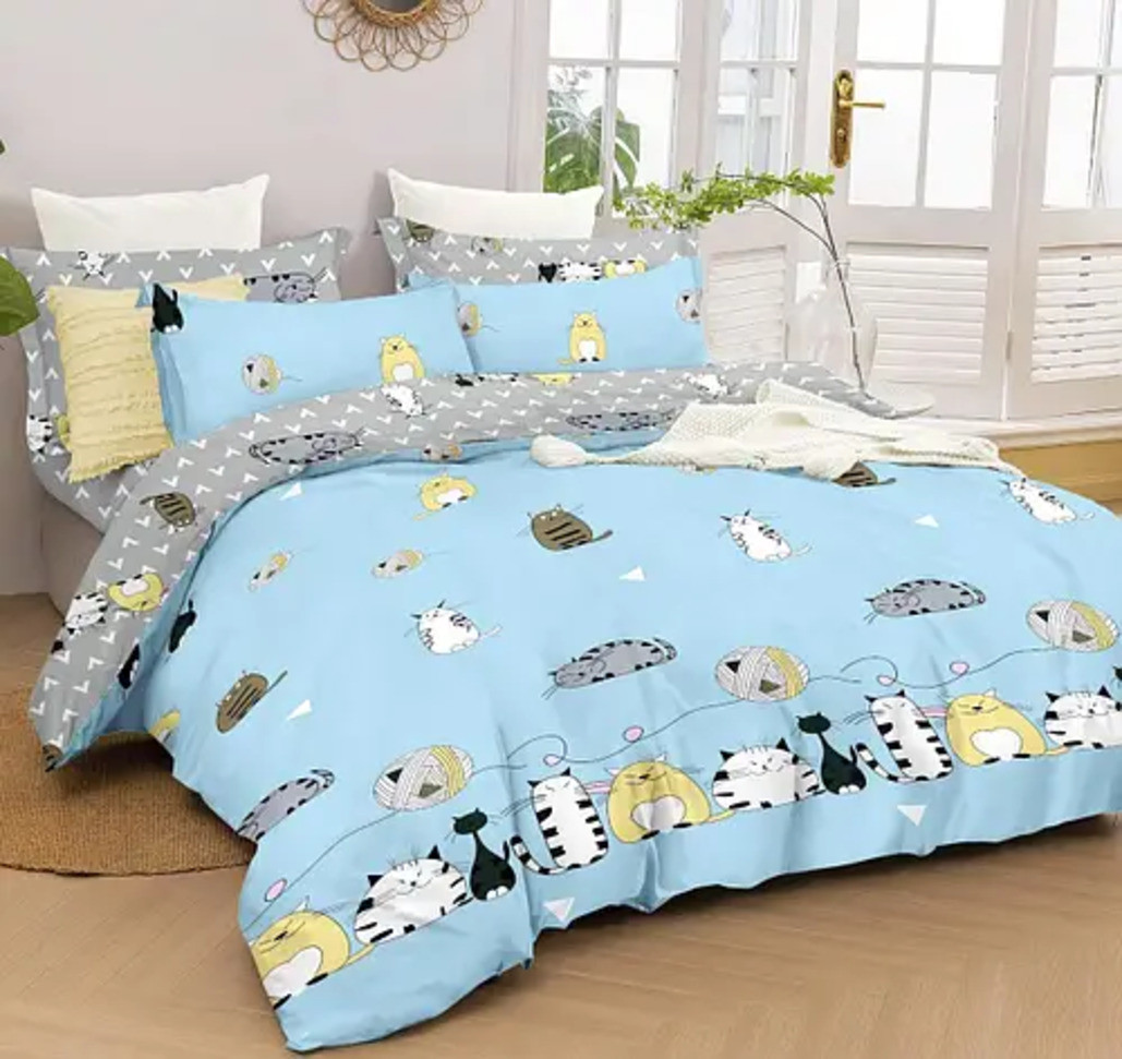 Постільний комплект двоспальний 180х220 Ранфорс бавовна (21120) Молодіжна постільна білизна двоколірна, фото 1