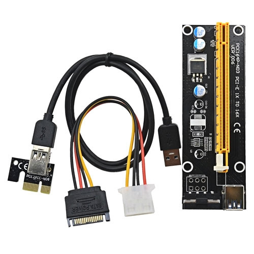 PCI-Express, PCI-E 1X на 16X райзер V006 Molex USB 3.0 60см майнінг