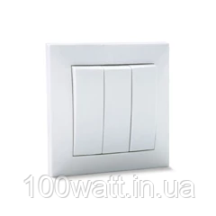 Вимикач трьохклавішний внутрішній білий SV-8233, фото 1