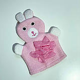 Дитяча мочалка - рукавичка іграшка "Звірятка" MEGAZayka Рожевий, фото 2