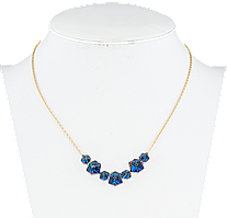 Кольє Xuping Позолота 18K з кр-ми Swarovski "Кристальні кубики Capri Blue" довжина 39-44см х 1мм