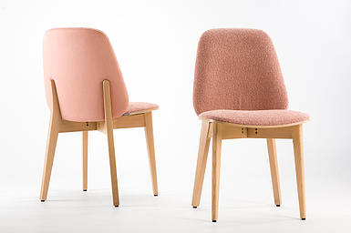 Стілець кухонний Пломбір оббитий ззаду м`який дерев`яний зі спинкою кухонні стільці обідні на кухню з дерева стільчик стільчики