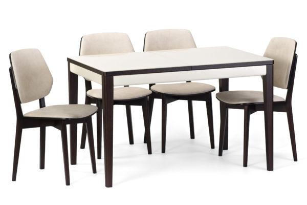 Кухонний комплект стіл і стільці комплекти столи та стільці на кухню столик розкладний скляний Фішер та 4 дерев`яних стільчика 03В