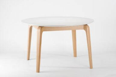Круглий стіл дерев'яний на 4 ніжках для кухні та вітальні "Спейс" білий HPL